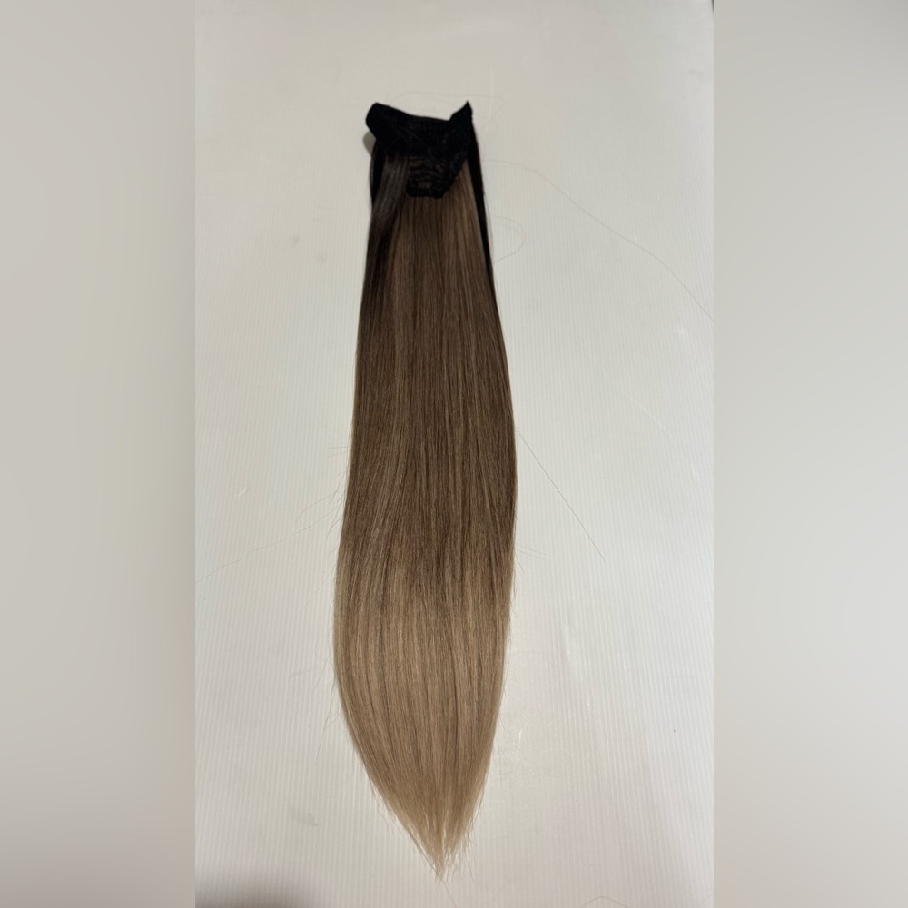 Balayage Wrap-Around Ponytail – Ombre Brown to Ash Blonde 32 “Extension - Picture 13 of 15